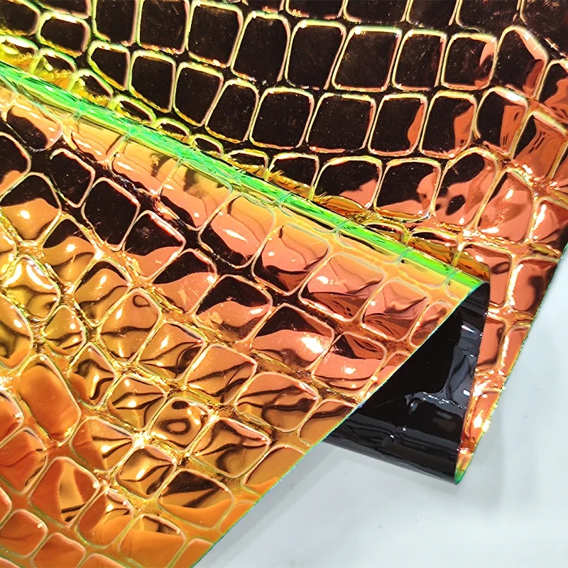 30cmx135cm Roll Holographic Stone Embossed Pattern Faux Leather Leatherette Fabric Synthetic Leather for Making Bag Shoes Craft