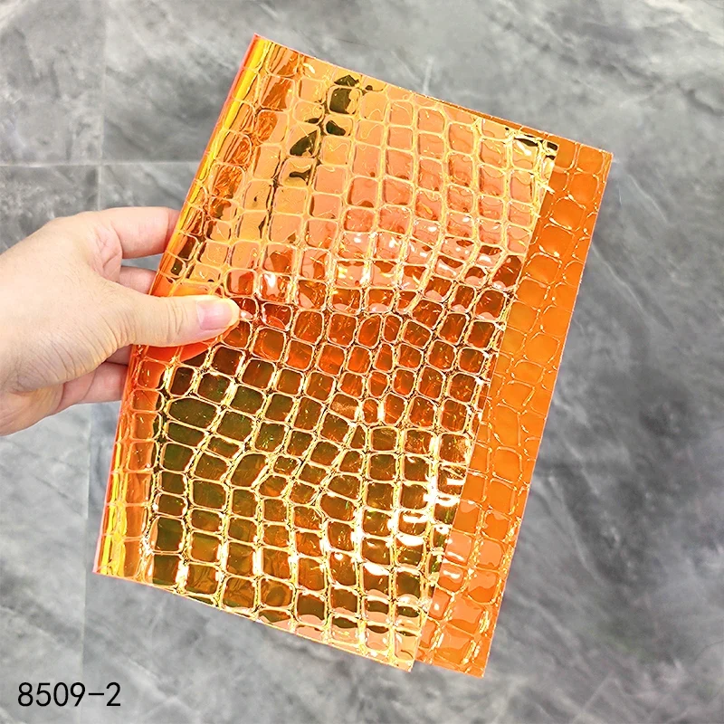 30cmx135cm Roll Holographic Stone Embossed Pattern Faux Leather Leatherette Fabric Synthetic Leather for Making Bag Shoes Craft