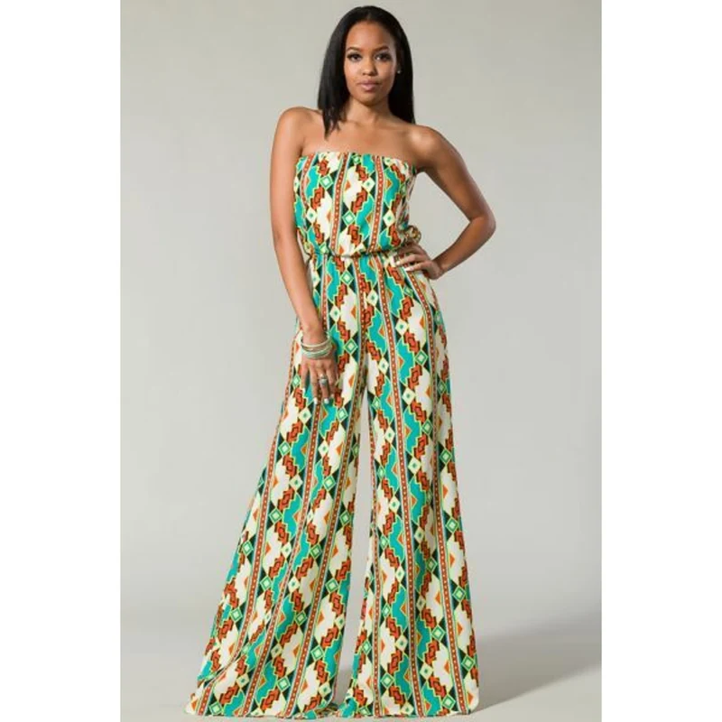 Women's Floral Print Jumpsuit TD Tube Cut Halter Collar Banded Waist Streetwear Style with Hollow Rayon for Workout or Club