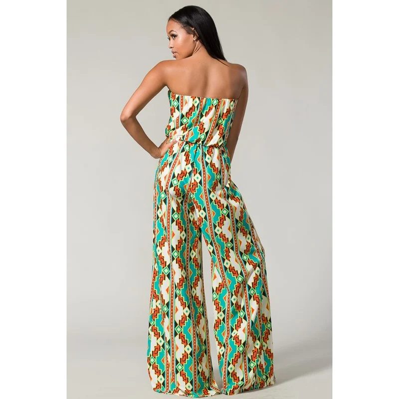 Women's Floral Print Jumpsuit TD Tube Cut Halter Collar Banded Waist Streetwear Style with Hollow Rayon for Workout or Club