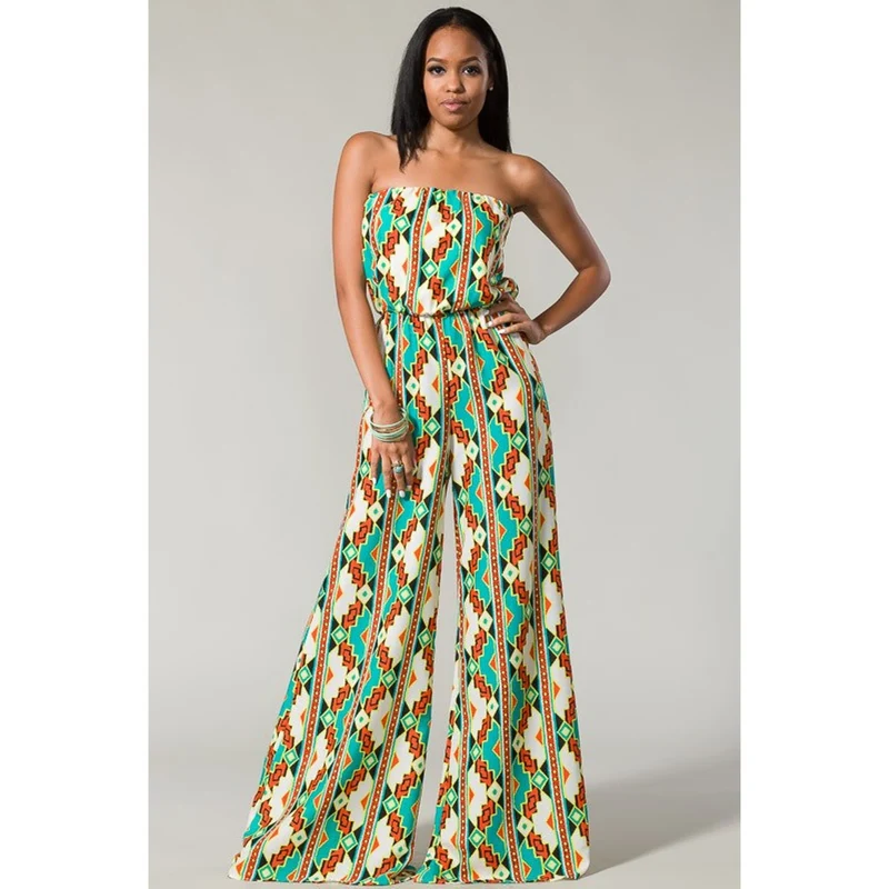 Women's Floral Print Jumpsuit TD Tube Cut Halter Collar Banded Waist Streetwear Style with Hollow Rayon for Workout or Club