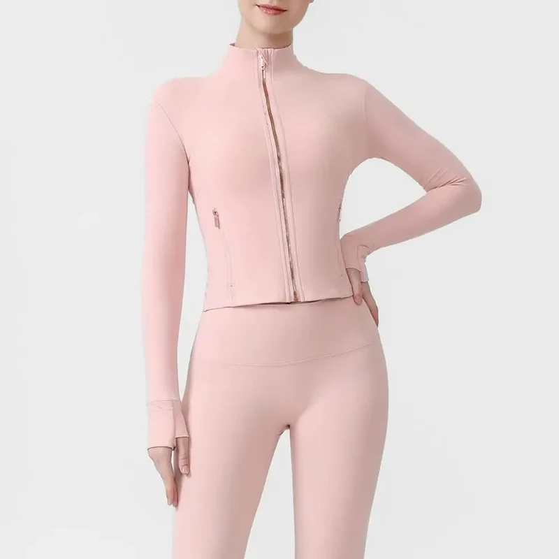 USA Oversea Warehouse Thermal Yoga Jacket Women Fleece Lined Workout Top Cold Weather Running Sportswear Outdoor Fitness Gear