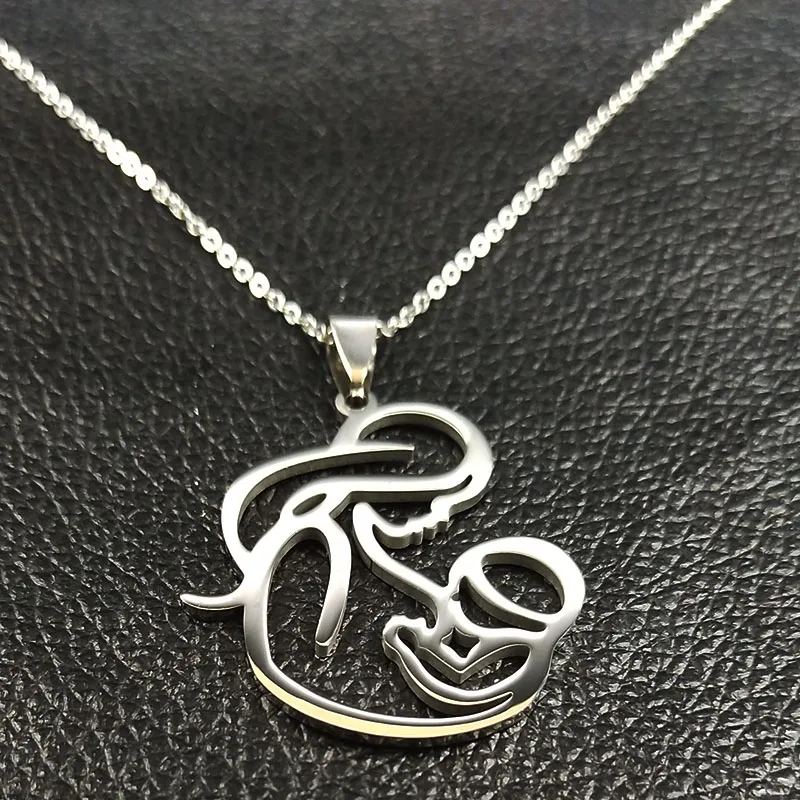 Family Love Mom BABY Breast Milk Pendant Necklace Women Stainless Steel Silver Color Chain Jewelry Mother's Day Gift N435S01