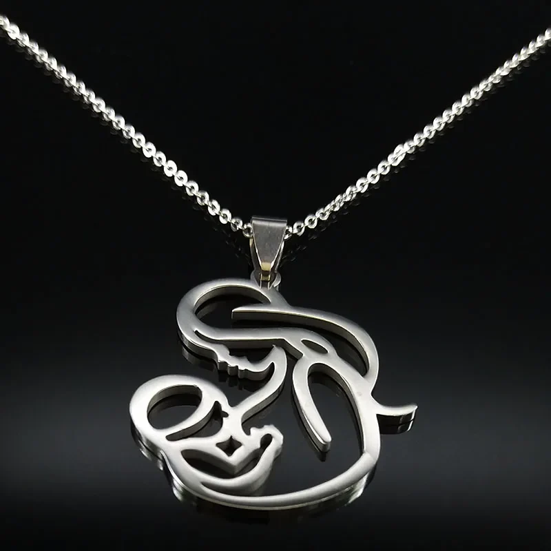 Family Love Mom BABY Breast Milk Pendant Necklace Women Stainless Steel Silver Color Chain Jewelry Mother's Day Gift N435S01
