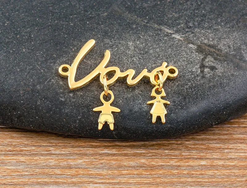 Nidin Exquisite Gold Plated Mom Daughter Necklace Girl Boy Pendant Chain Choker Cubic Zirconia Jewelry Mother's Day Gift