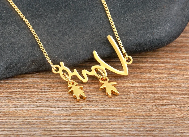 Nidin Exquisite Gold Plated Mom Daughter Necklace Girl Boy Pendant Chain Choker Cubic Zirconia Jewelry Mother's Day Gift