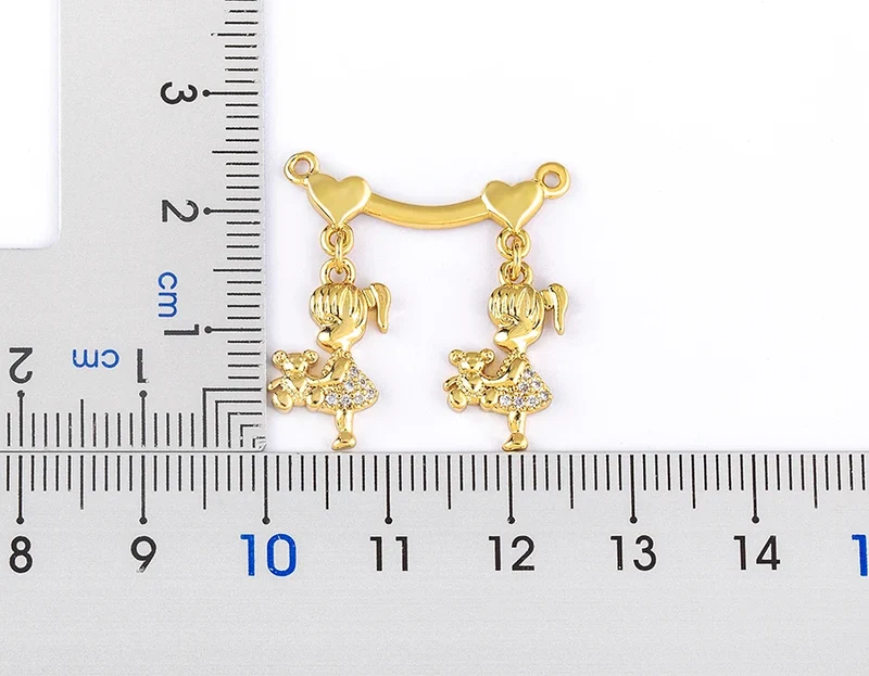 Nidin Exquisite Gold Plated Mom Daughter Necklace Girl Boy Pendant Chain Choker Cubic Zirconia Jewelry Mother's Day Gift