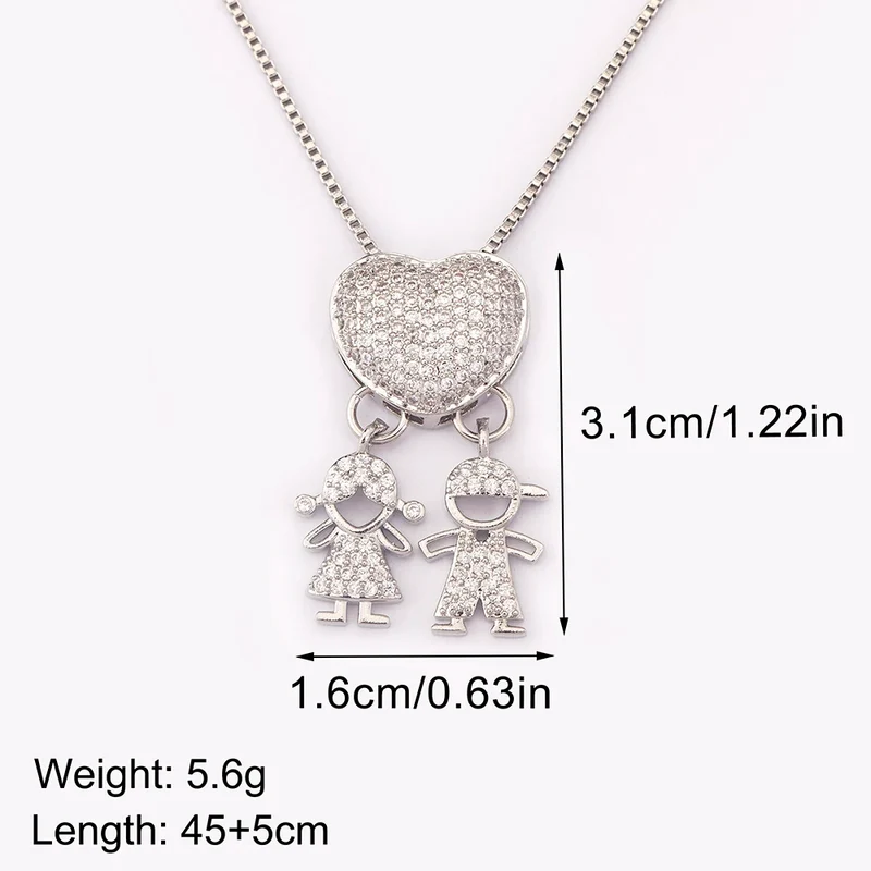 New Trendy Classic Design Shiny Crystal Zircon Charm Boy/Girl Pendant Necklaces For Women Mother's Day Chain Choker Jewelry Gift