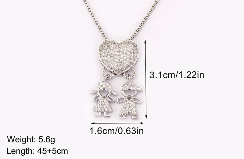 New Trendy Classic Design Shiny Crystal Zircon Charm Boy/Girl Pendant Necklaces For Women Mother's Day Chain Choker Jewelry Gift