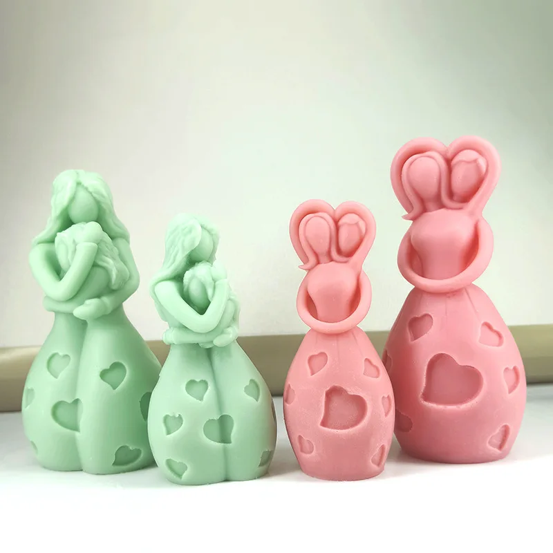 New Mother Hugging Child Candle Silicone Mold 3D Love Mother and Child Portrait Plaster Crafts Resin Soap Mold Mother's Day Gift