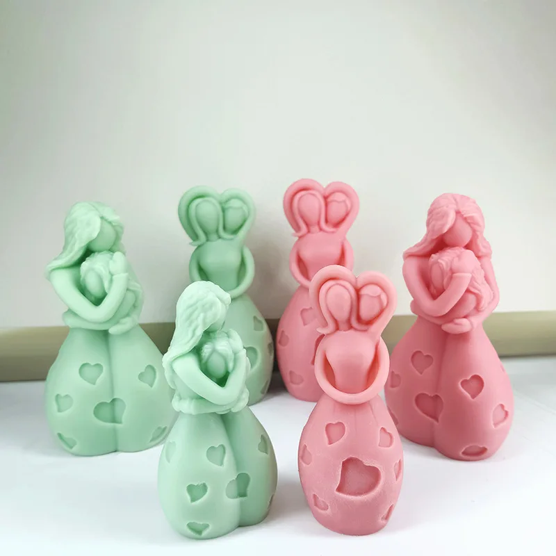 New Mother Hugging Child Candle Silicone Mold 3D Love Mother and Child Portrait Plaster Crafts Resin Soap Mold Mother's Day Gift