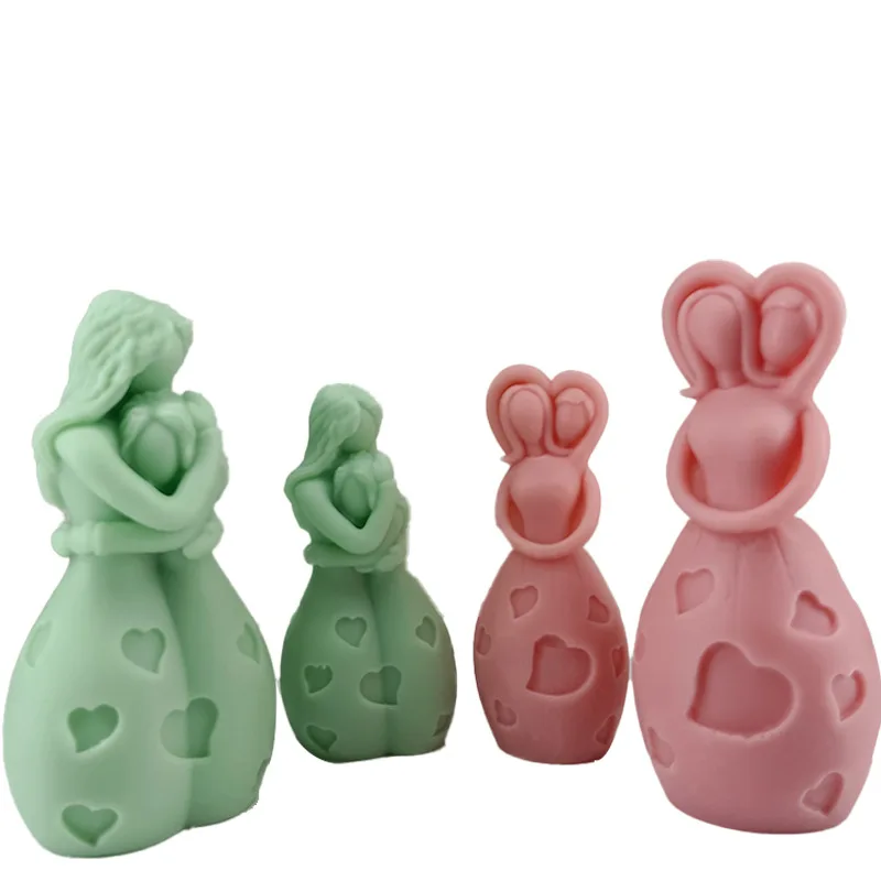 New Mother Hugging Child Candle Silicone Mold 3D Love Mother and Child Portrait Plaster Crafts Resin Soap Mold Mother's Day Gift
