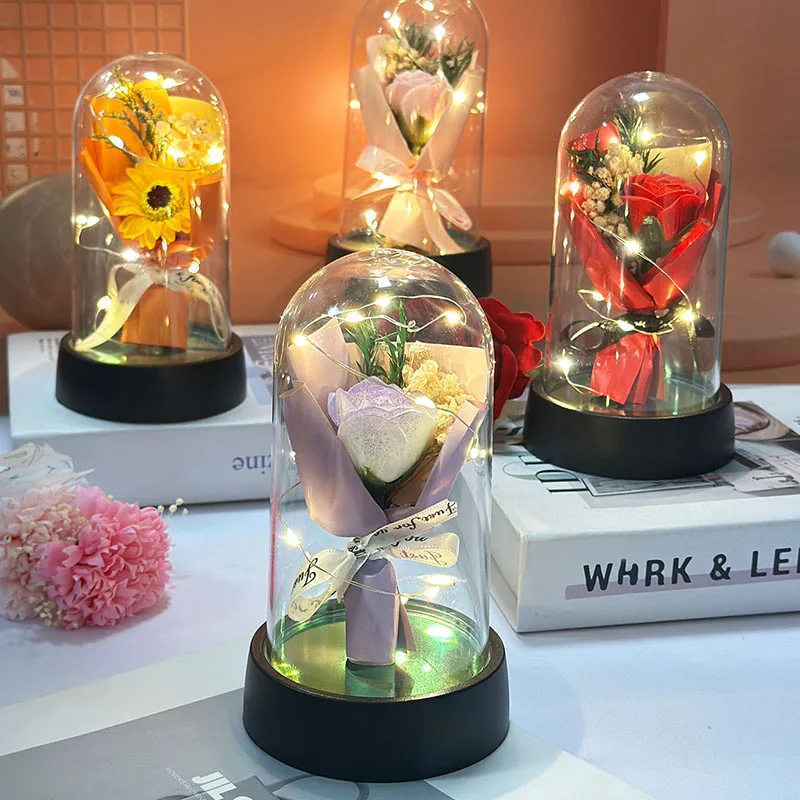 Mother's Day Graduation Season Gift Small Sunflower Plastic Cover to Send Students to Send Teachers to Glow Rose Bouquet Small O