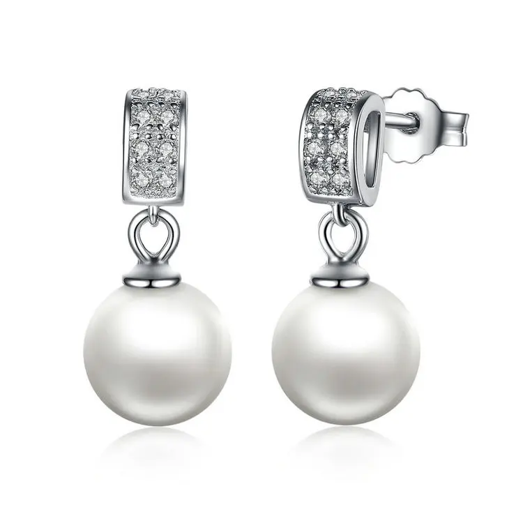 Drop Earrings Fine Jewelry Female Drop Earrings with Pearls Earrings 925 Sterling Silver Jewelry Mother's Day Gift SCE006