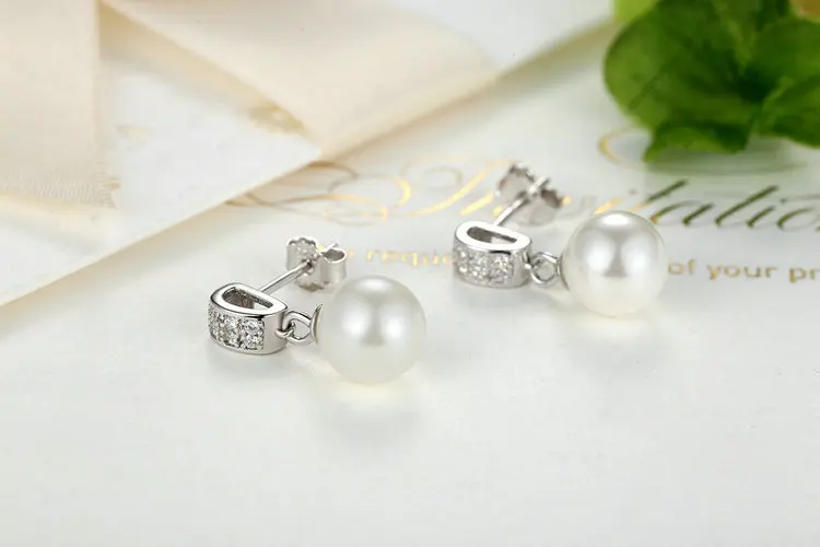 Drop Earrings Fine Jewelry Female Drop Earrings with Pearls Earrings 925 Sterling Silver Jewelry Mother's Day Gift SCE006