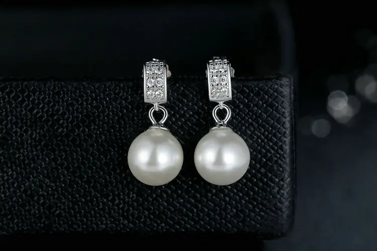 Drop Earrings Fine Jewelry Female Drop Earrings with Pearls Earrings 925 Sterling Silver Jewelry Mother's Day Gift SCE006