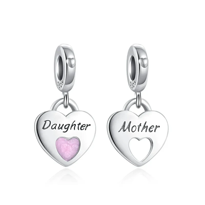 New 925 Silver Mother's Day Love Daughter Charms Beads Fit Original Bracelet DIY Jewelry For Women Gift