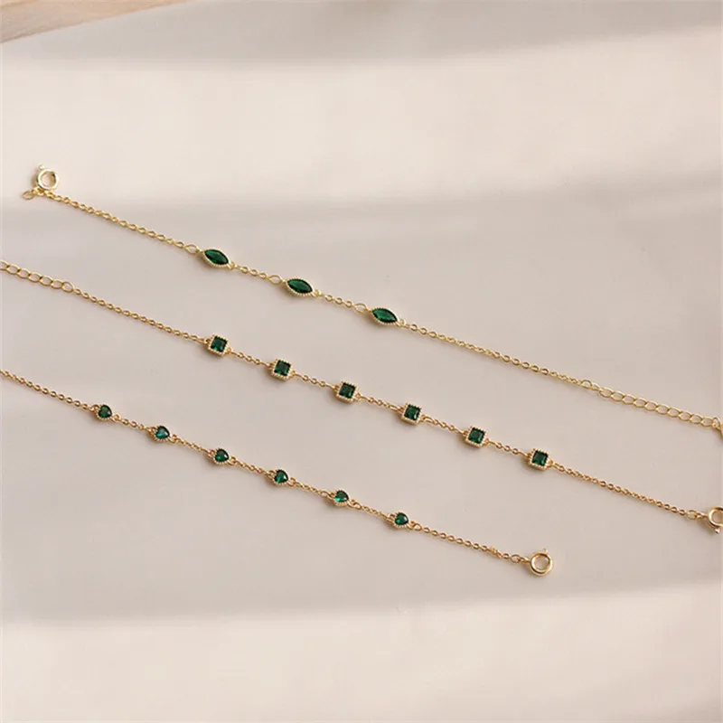 925 Sterling Silver Simple Emerald Crystal Bracelet For Women Light Luxury Temperament Mother's Day Jewelry Gift