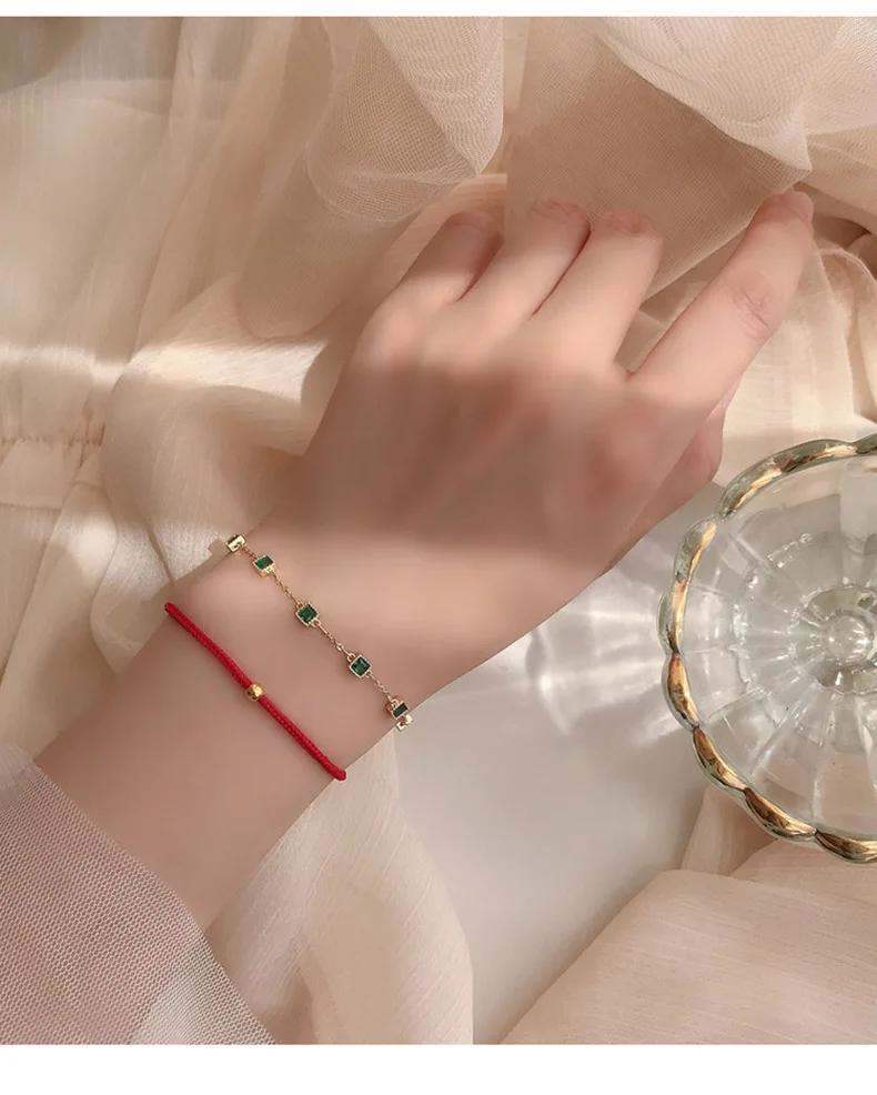 925 Sterling Silver Simple Emerald Crystal Bracelet For Women Light Luxury Temperament Mother's Day Jewelry Gift