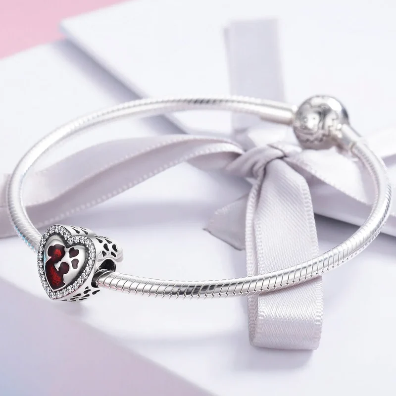WOSTU Real 925 Sterling Silver Heart Pendents Gifts Charms Beads Fit Original DIY Bracelet Necklace Mother's Day Jewelry for Mom