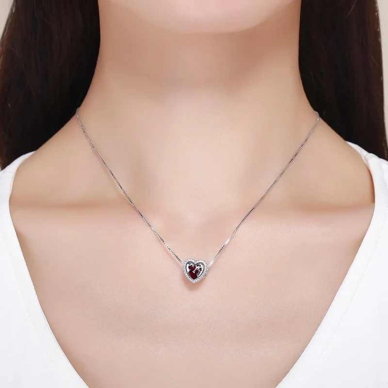 WOSTU Real 925 Sterling Silver Heart Pendents Gifts Charms Beads Fit Original DIY Bracelet Necklace Mother's Day Jewelry for Mom