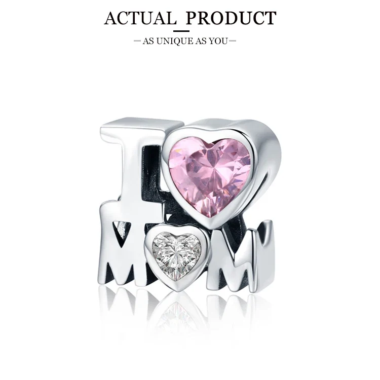 WOSTU Real 925 Sterling Silver Heart Pendents Gifts Charms Beads Fit Original DIY Bracelet Necklace Mother's Day Jewelry for Mom