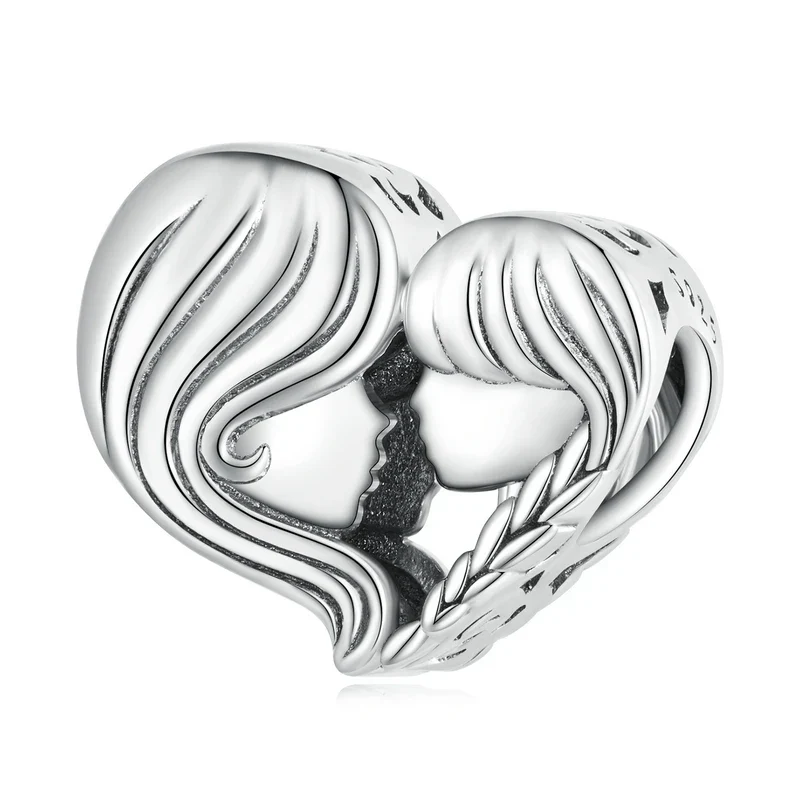 WOSTU Real 925 Sterling Silver Heart Pendents Gifts Charms Beads Fit Original DIY Bracelet Necklace Mother's Day Jewelry for Mom