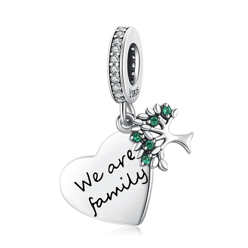 WOSTU Real 925 Sterling Silver Heart Pendents Gifts Charms Beads Fit Original DIY Bracelet Necklace Mother's Day Jewelry for Mom