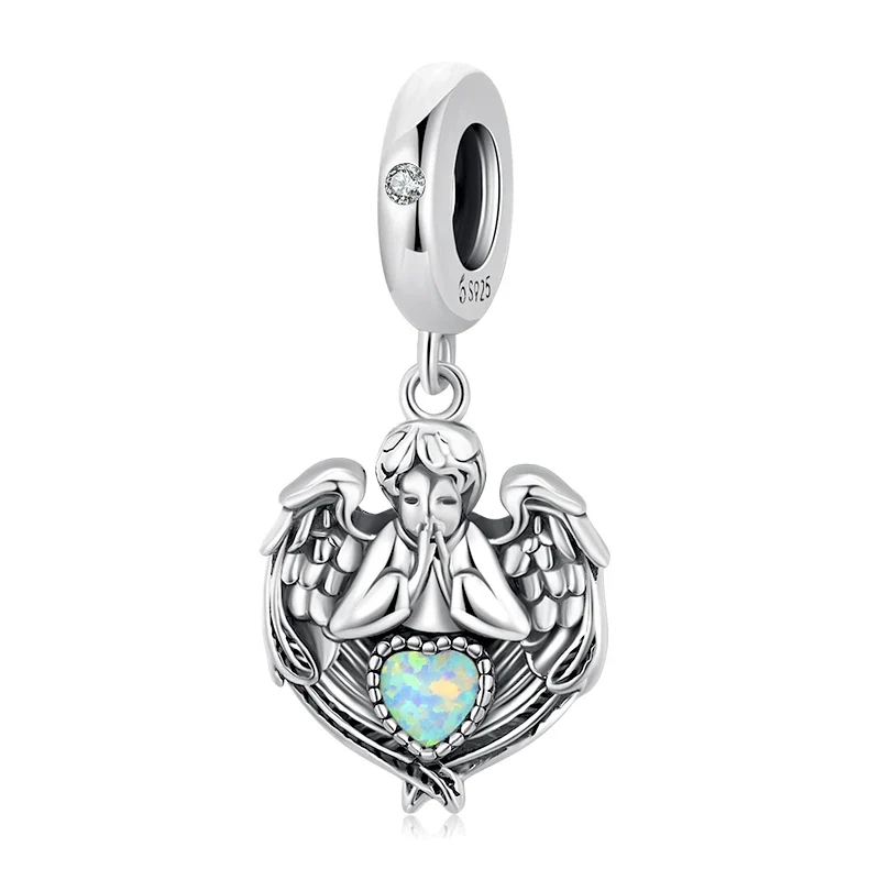 WOSTU Real 925 Sterling Silver Heart Pendents Gifts Charms Beads Fit Original DIY Bracelet Necklace Mother's Day Jewelry for Mom
