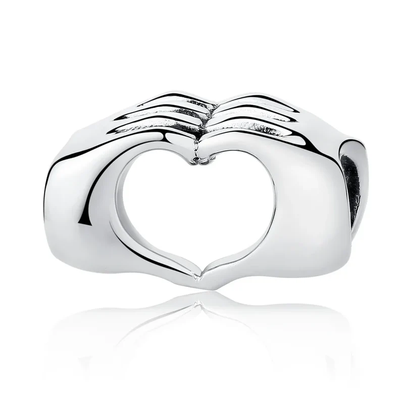 WOSTU Real 925 Sterling Silver Heart Pendents Gifts Charms Beads Fit Original DIY Bracelet Necklace Mother's Day Jewelry for Mom