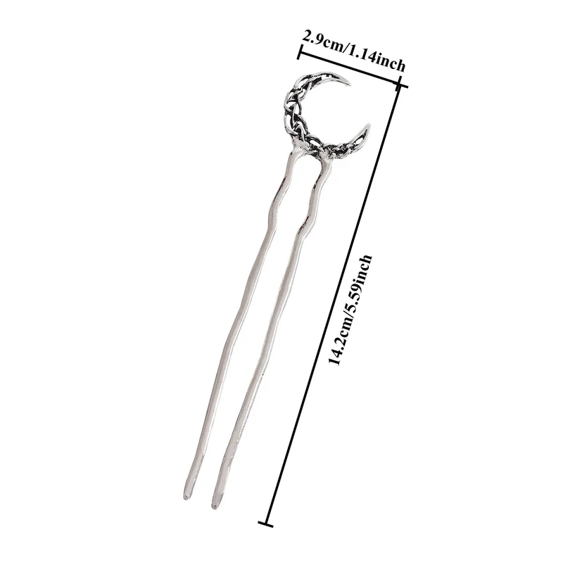 Viking Retro Moon U-Shaped Hairpin for Women, Fashionable and Simple Trendy Versatile Hair Accessory, Nordic Norwegian Style Party Accessory, Valentine's Day, Mother's Day, Birthday Gift