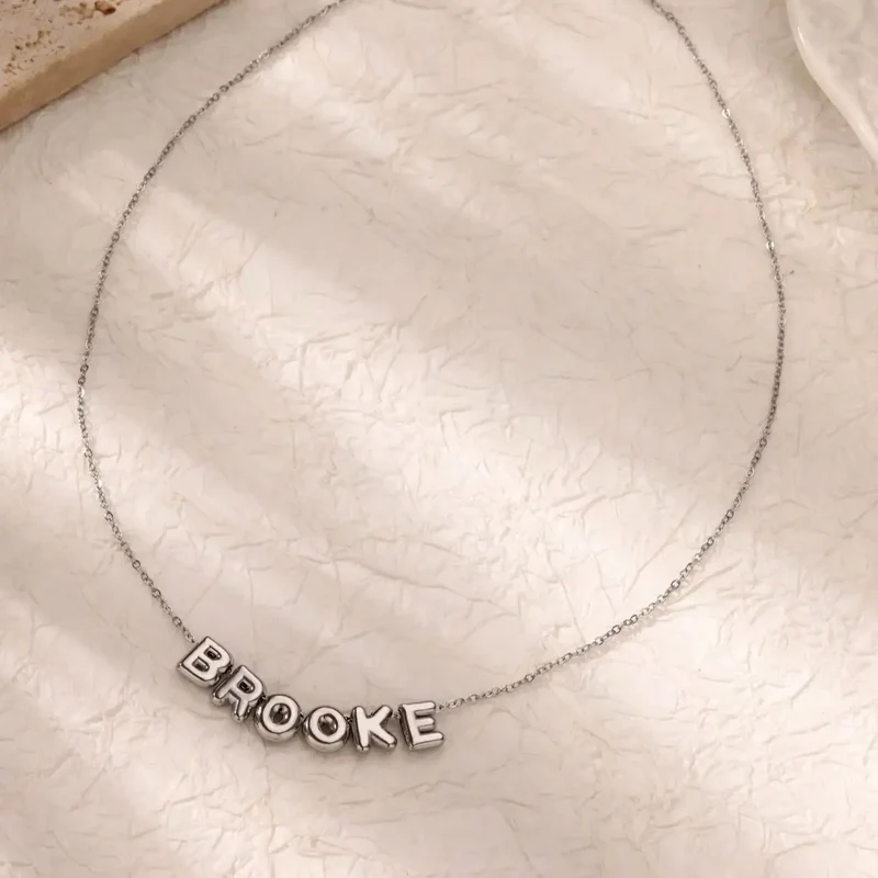 Custom Bubble Initial Letter Name Necklace For Women Men Personalized Letter Necklace Stainless Steel Jewelry Mother's Day Gift