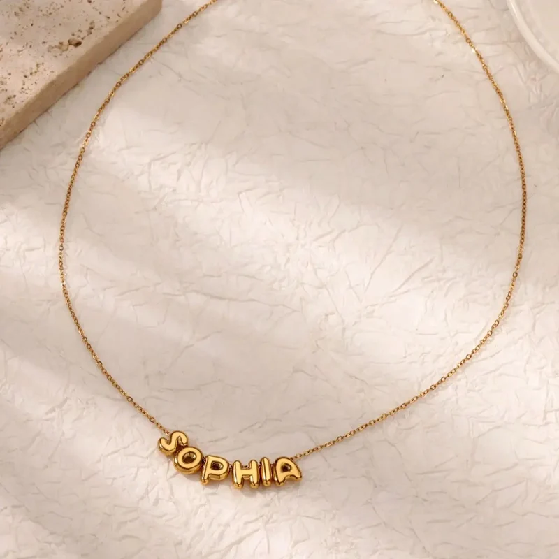 Custom Bubble Initial Letter Name Necklace For Women Men Personalized Letter Necklace Stainless Steel Jewelry Mother's Day Gift