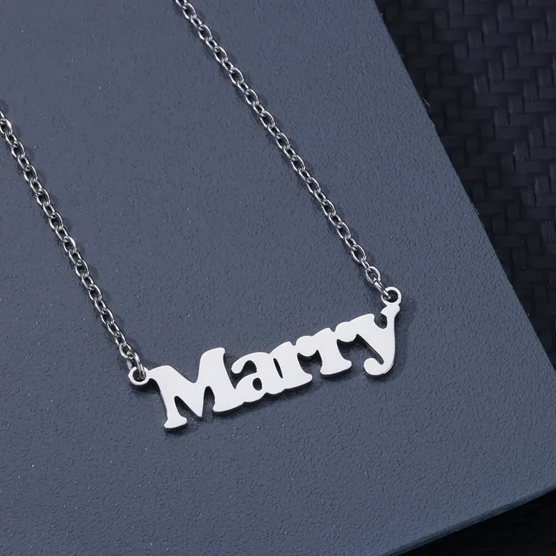 Custom Bubble Initial Letter Name Necklace For Women Men Personalized Letter Necklace Stainless Steel Jewelry Mother's Day Gift