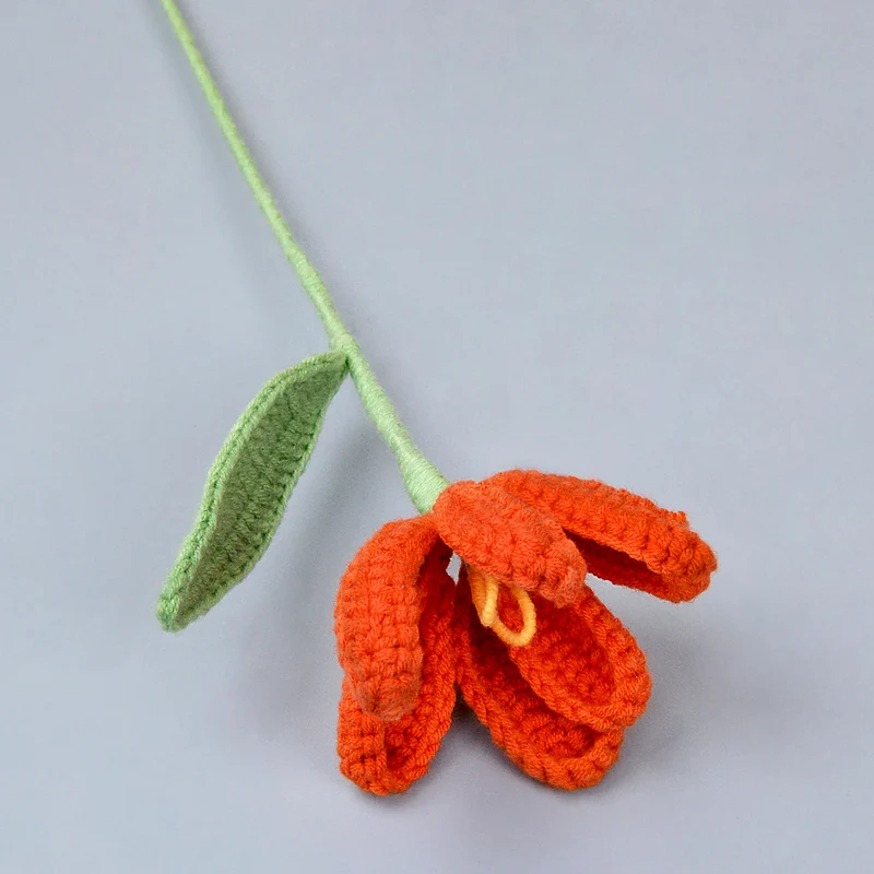 1pc Crocheted Tulip Bouquet, Knitted Tulip Flower Bouquet for DIY Valentine's Day, Christmas, Mother's Day, Father's Day Decro
