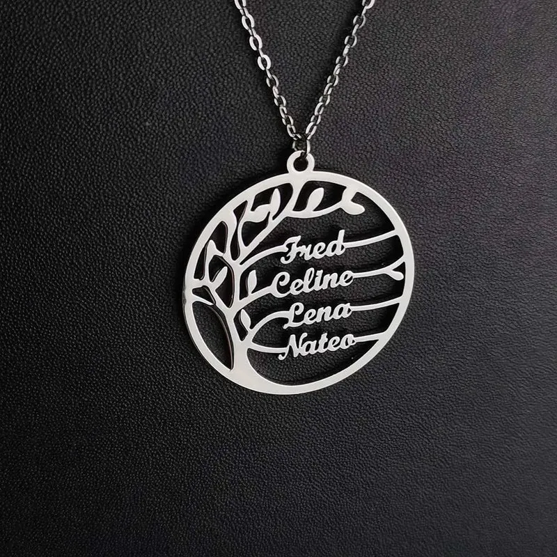 Family Necklace Name Necklace Stainless Steel Family Tree Family Tree Gold Tree of Life Necklace Mother's Day gift
