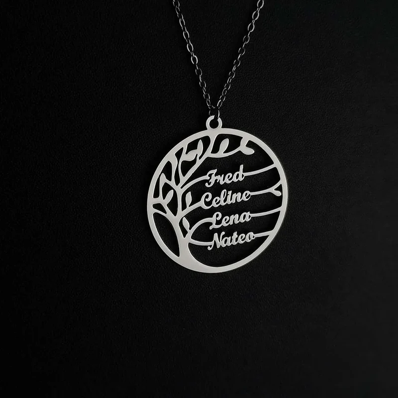 Family Necklace Name Necklace Stainless Steel Family Tree Family Tree Gold Tree of Life Necklace Mother's Day gift