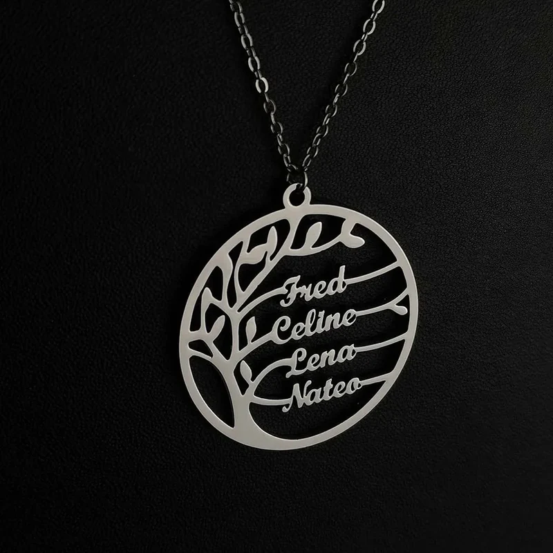 Family Necklace Name Necklace Stainless Steel Family Tree Family Tree Gold Tree of Life Necklace Mother's Day gift