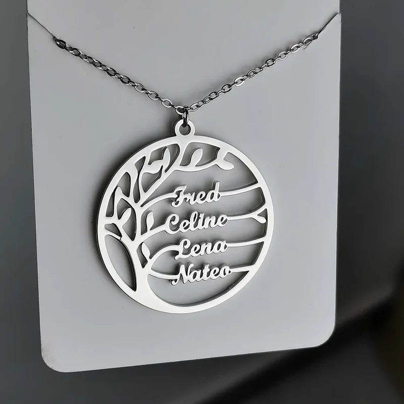 Family Necklace Name Necklace Stainless Steel Family Tree Family Tree Gold Tree of Life Necklace Mother's Day gift