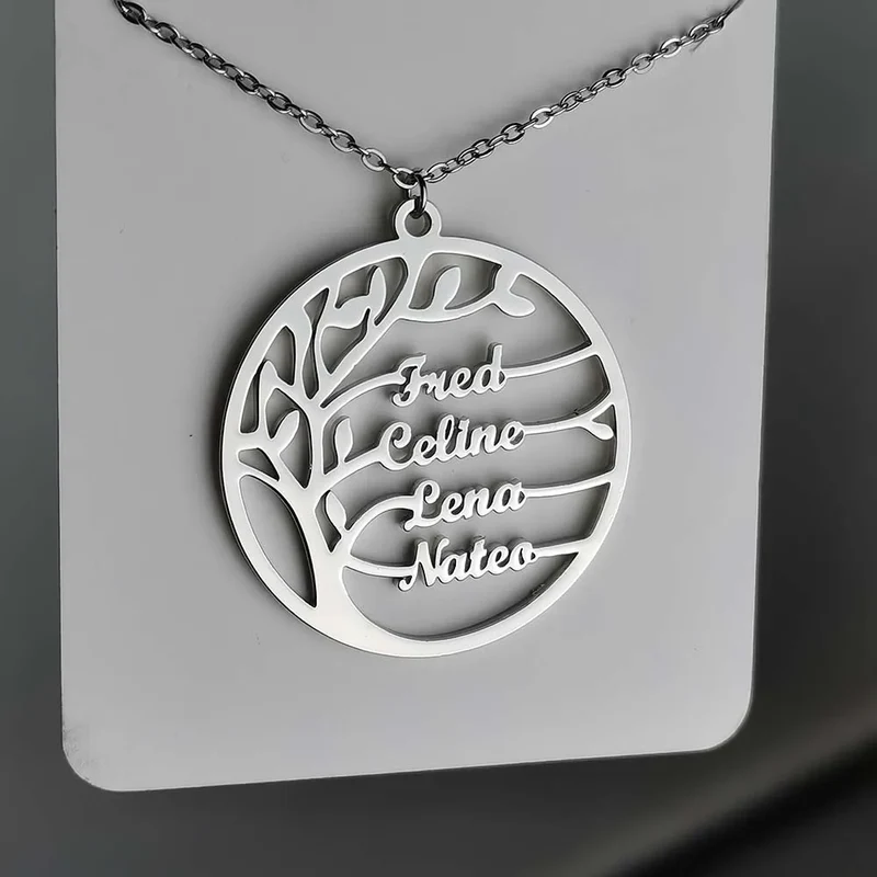 Family Necklace Name Necklace Stainless Steel Family Tree Family Tree Gold Tree of Life Necklace Mother's Day gift