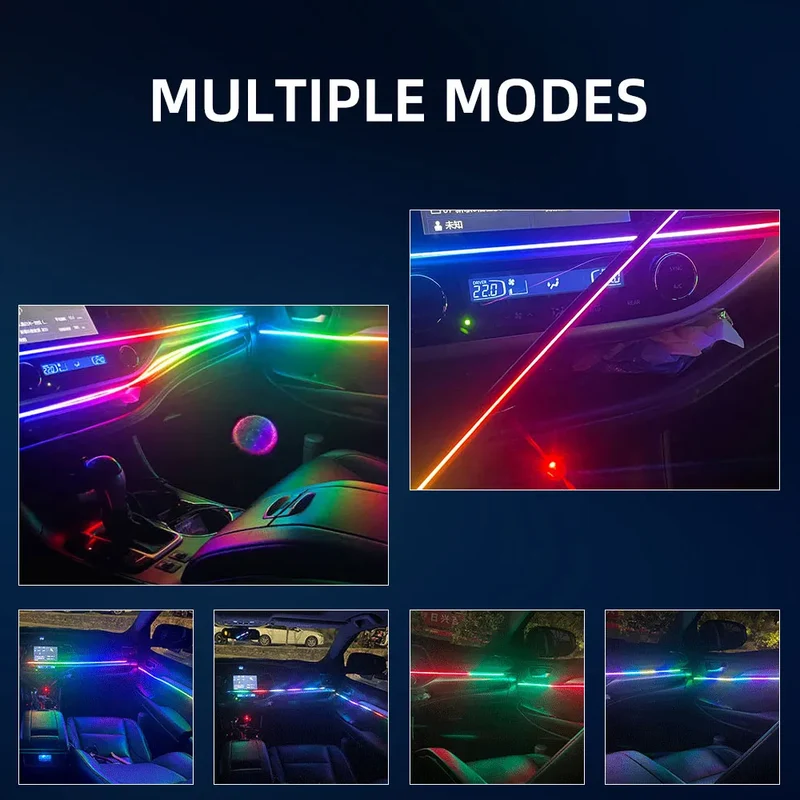 18in1 Car interior lights rgb Car Led interior car led strip lights for car ambient light door lighting Foot decorative lamp