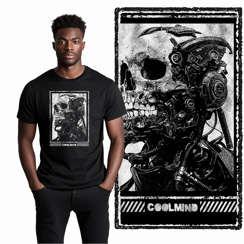 Coolmind U4 Streetwear Cool Print Exclusive Graphic T shirt fo men 100% Cotton Big Size vintage BLACK men's novelty tee shirt