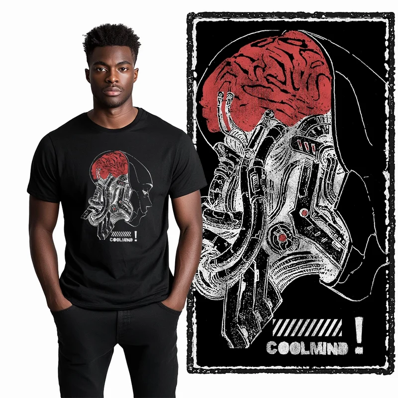 Coolmind U4 Streetwear Cool Print Exclusive Graphic T shirt fo men 100% Cotton Big Size vintage BLACK men's novelty tee shirt