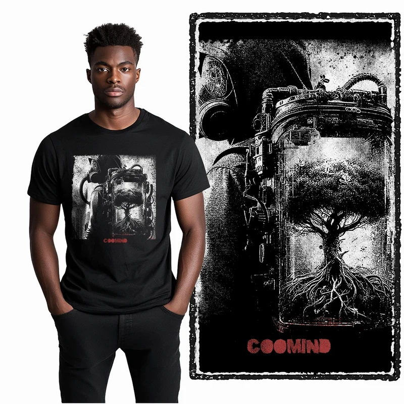 Coolmind U4 Streetwear Cool Print Exclusive Graphic T shirt fo men 100% Cotton Big Size vintage BLACK men's novelty tee shirt