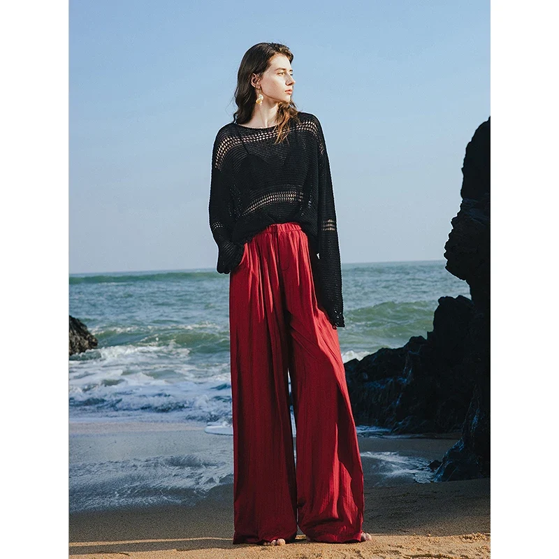 TOYOUTH Women Casual Pants 2025 Summer New Long Pants 8527002