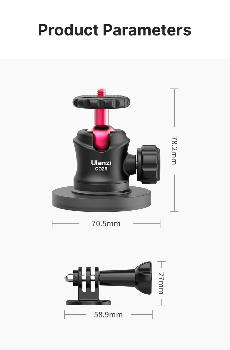 Ulanzi C029 Magnetic Tripod Ball Head Cloud Terrace for Gopro 7 8 9 10 11 12 Smartphone Action Camera Base Mount