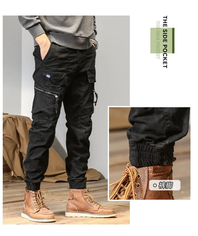 CAAYU Joggers Cargo Pants Men Casual Y2k Multi-Pocket Male Trousers Sweatpants Streetwear Techwear Tactical Track Gray Pants Men