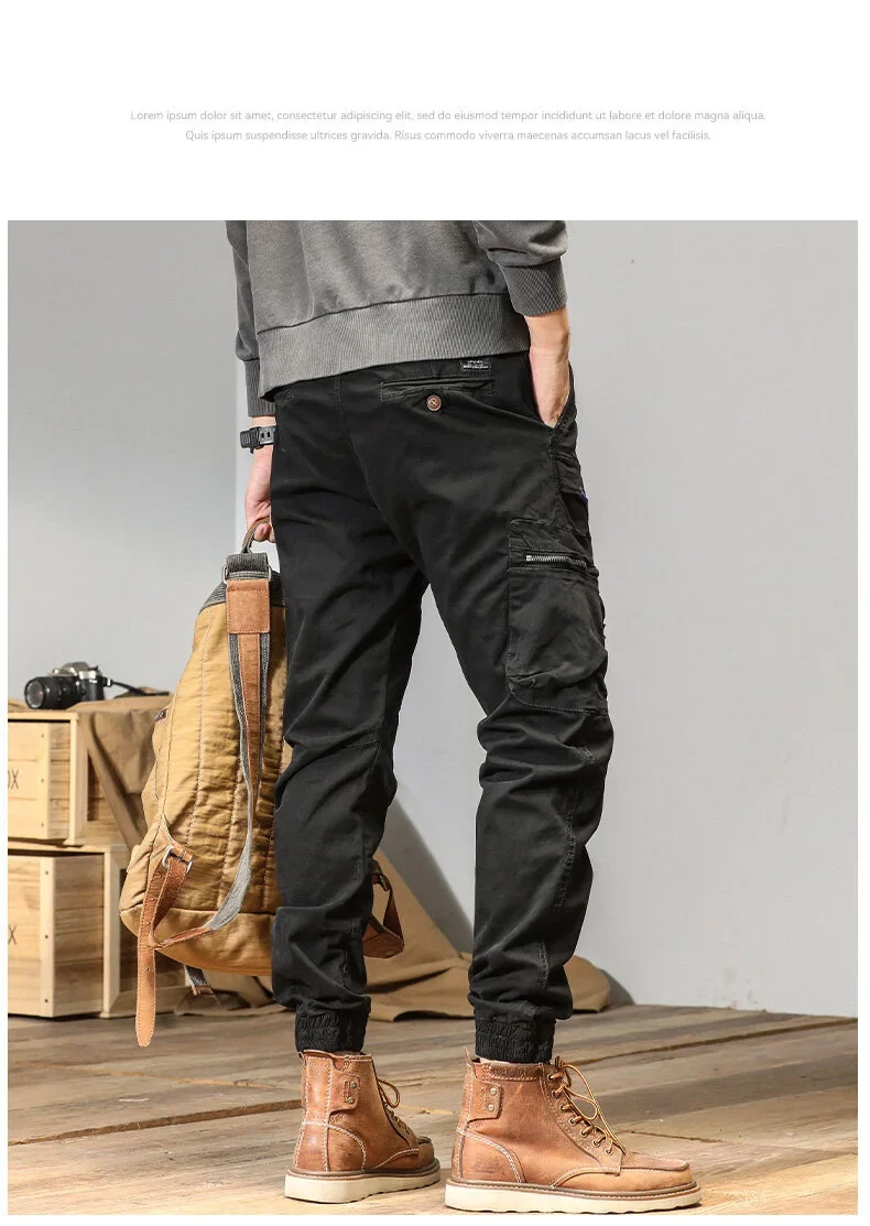 CAAYU Joggers Cargo Pants Men Casual Y2k Multi-Pocket Male Trousers Sweatpants Streetwear Techwear Tactical Track Gray Pants Men