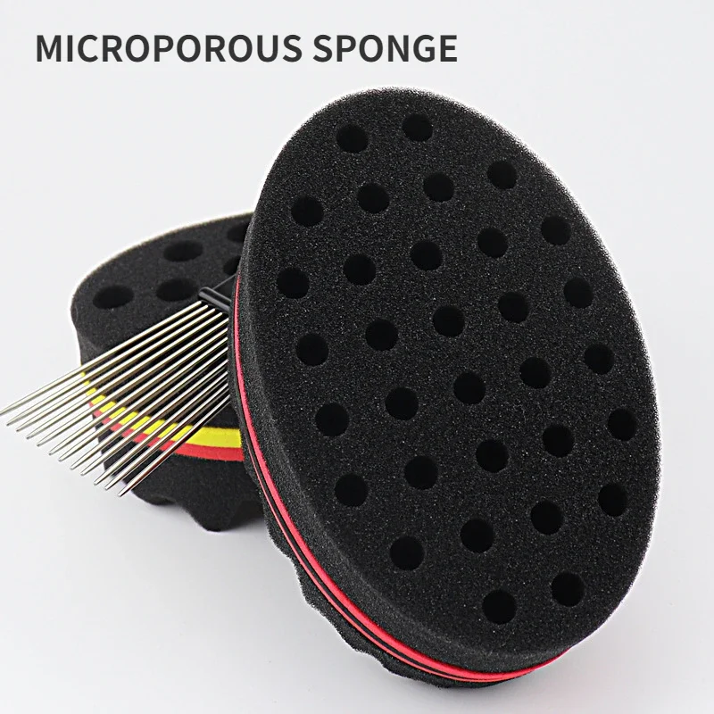5pcs Oval Double-Side Magic Twist Hair Brush Sponge,Sponge Brush for Natural,afro Coil Wave Dread Sponge Brushes