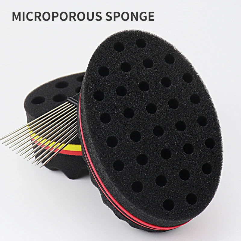 5pcs Oval Double-Side Magic Twist Hair Brush Sponge,Sponge Brush for Natural,afro Coil Wave Dread Sponge Brushes